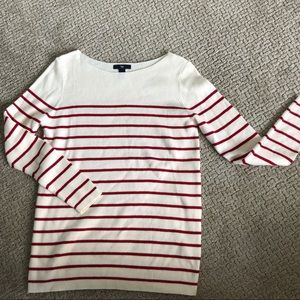 White Sweater w/ Red Stripes